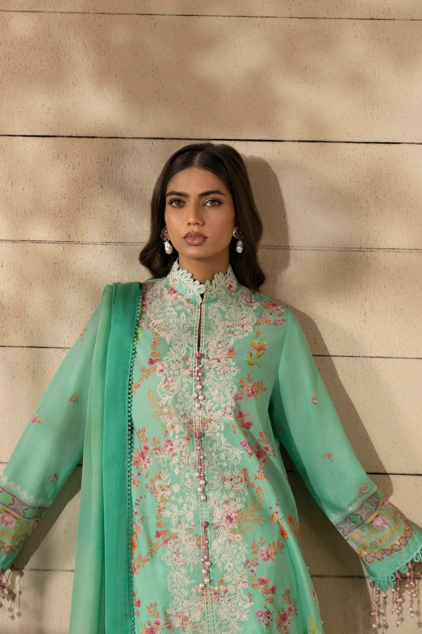 Unstitched 3 Piece Lawn Suit - Green