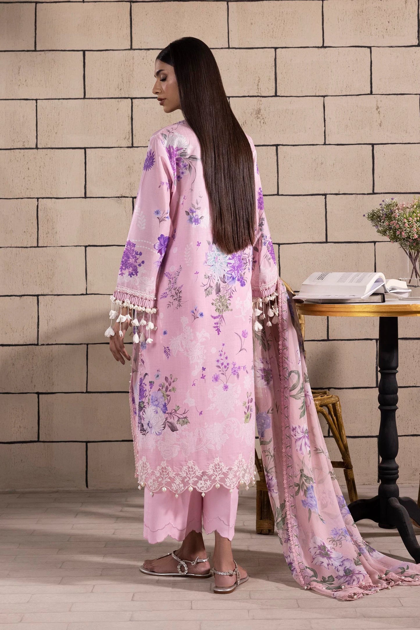 Unstitched 3 Piece Lawn Suit - Lilac