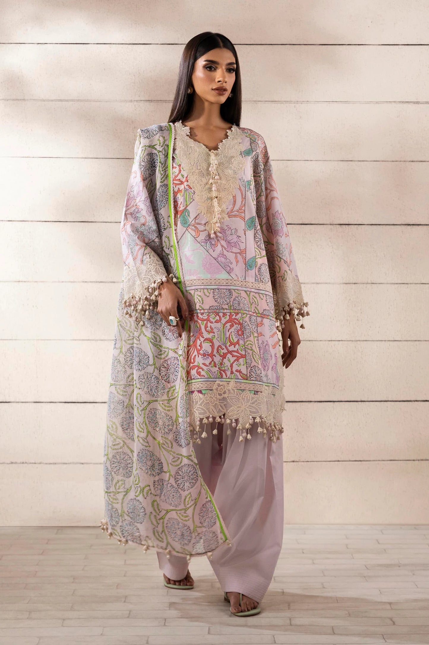 Unstitched 3 Piece Lawn Suit - Lilac