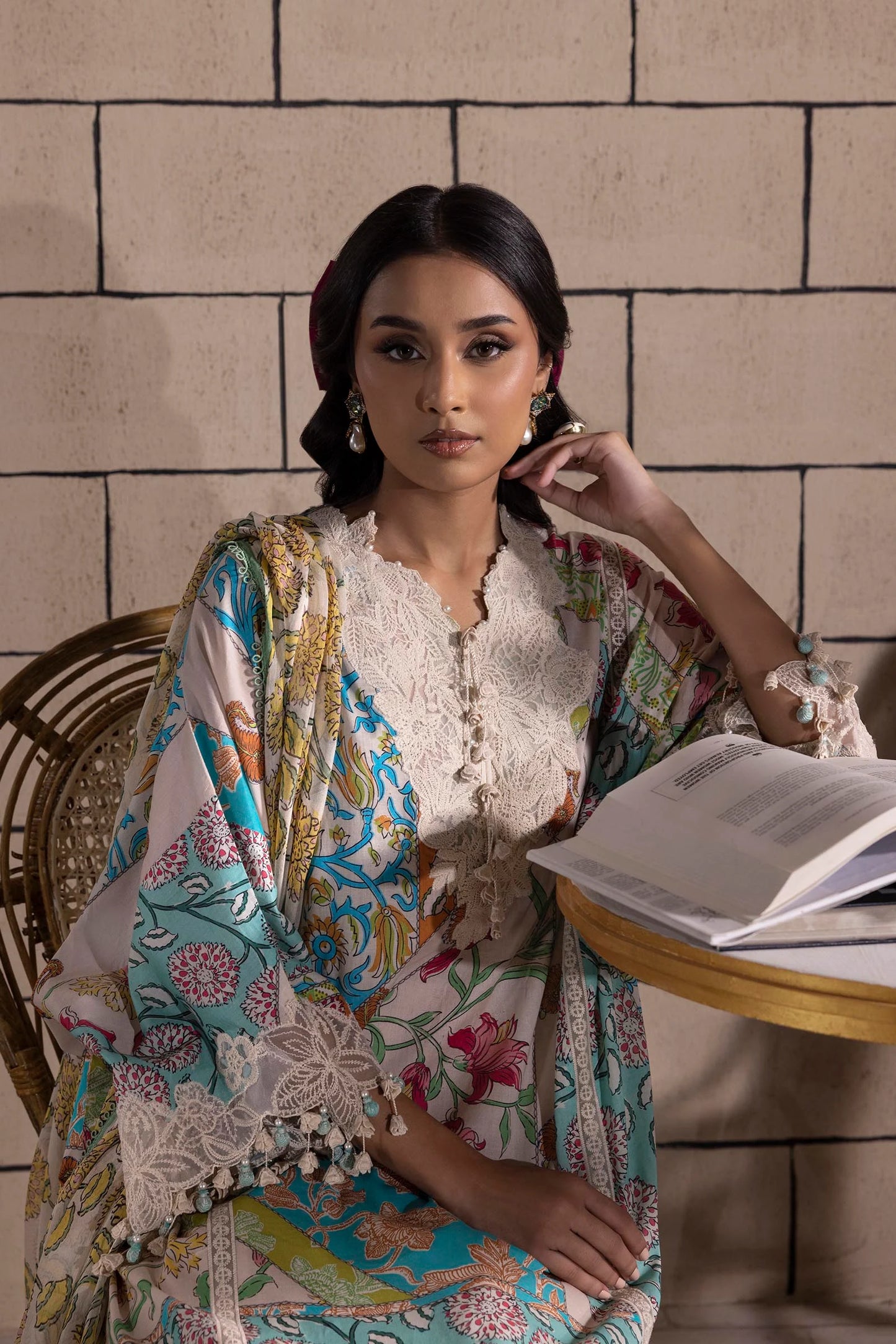 Unstitched 3 Piece Lawn Suit - Multicolor