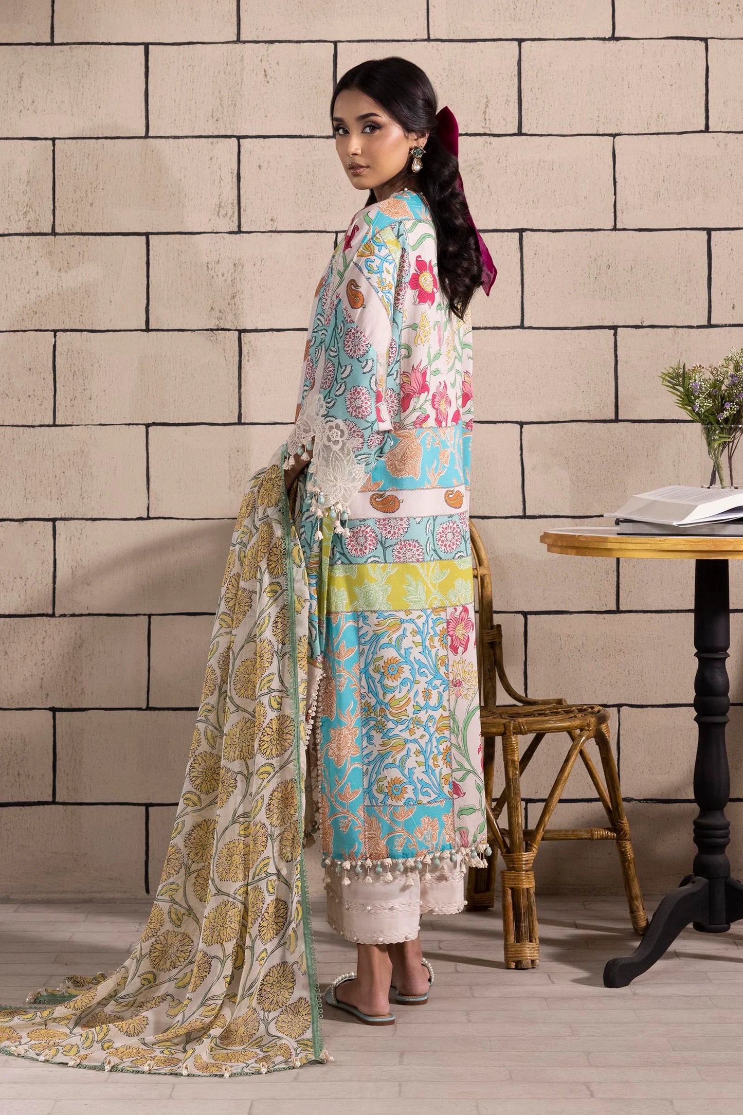 Unstitched 3 Piece Lawn Suit - Multicolor