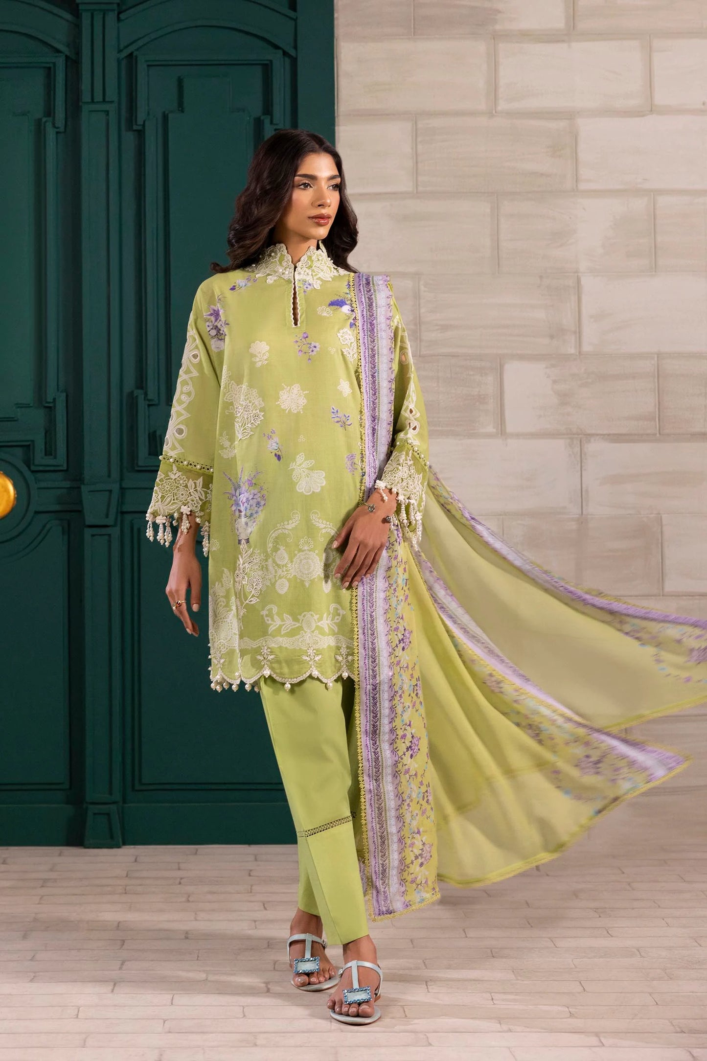 Unstitched 3 Piece Lawn Suit - Green