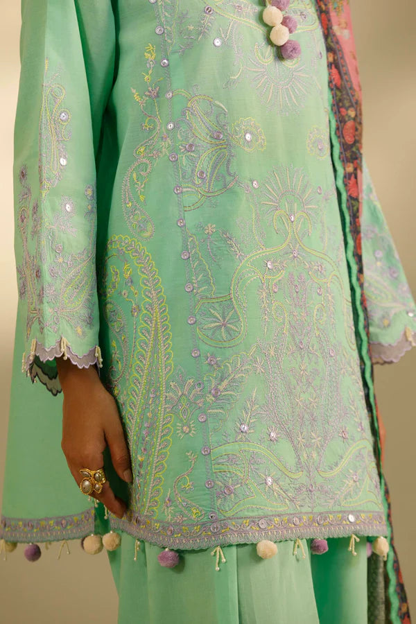 Sana Safinaz Unstitched Embroidered 3 Piece Muzlin Suit | M262-004b-dc