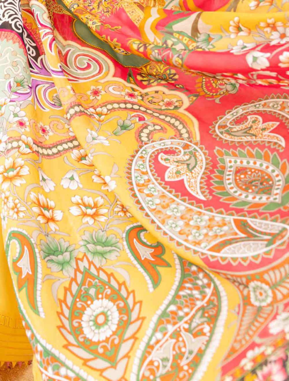 Adan's Libas Muzayyan Unstitched Lawn Collection 2023 – Yellow Suit Set