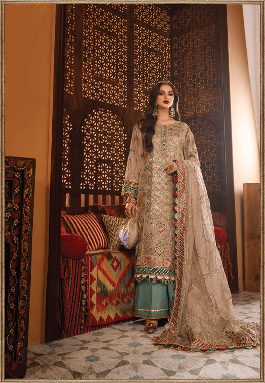 MARIA.B Embroidered Fabrics Wedding Collection Floral Dress