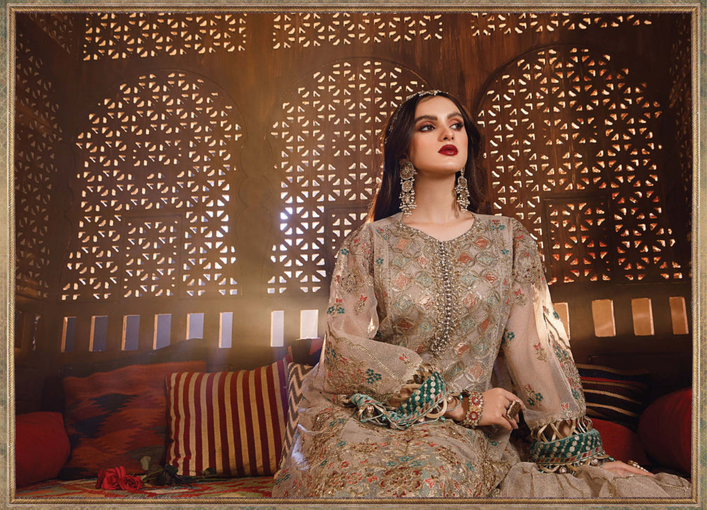 MARIA.B Embroidered Fabrics Wedding Collection Floral Dress