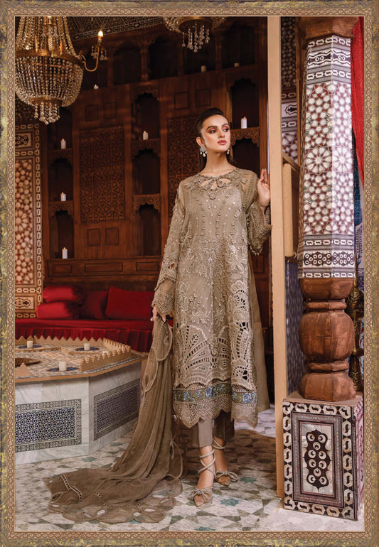 MARIA.B Embroidered Fabrics Wedding Collection Silver Dress