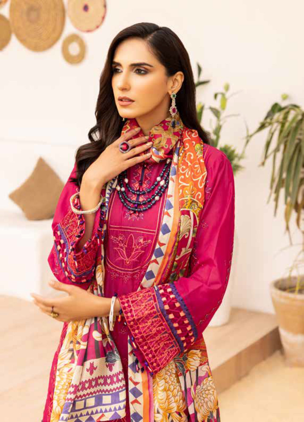 Adan's Libas Muzayyan Unstitched Lawn Collection 2023 – Pink Suit Set