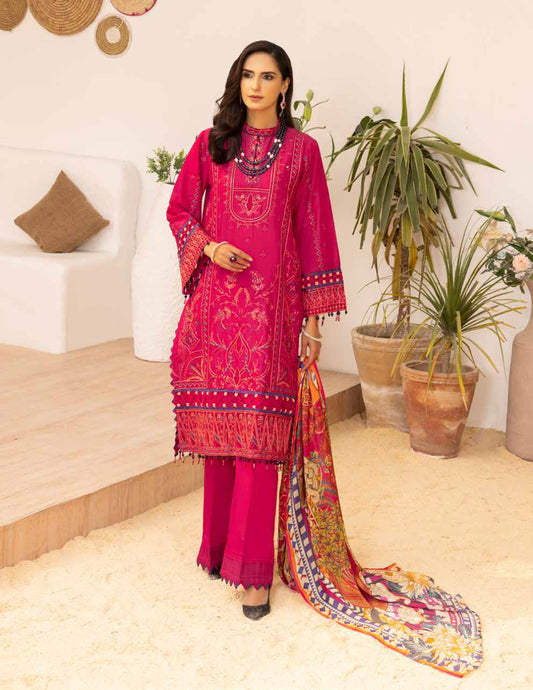 Adan's Libas Muzayyan Unstitched Lawn Collection 2023 – Pink Suit Set
