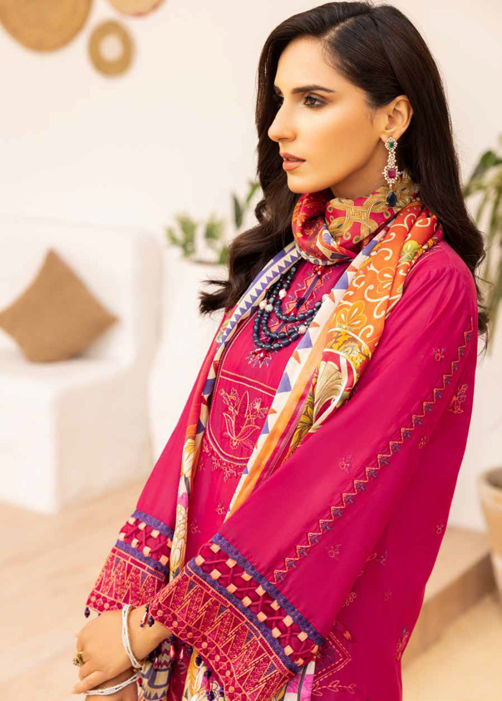 Adan's Libas Muzayyan Unstitched Lawn Collection 2023 – Pink Suit Set