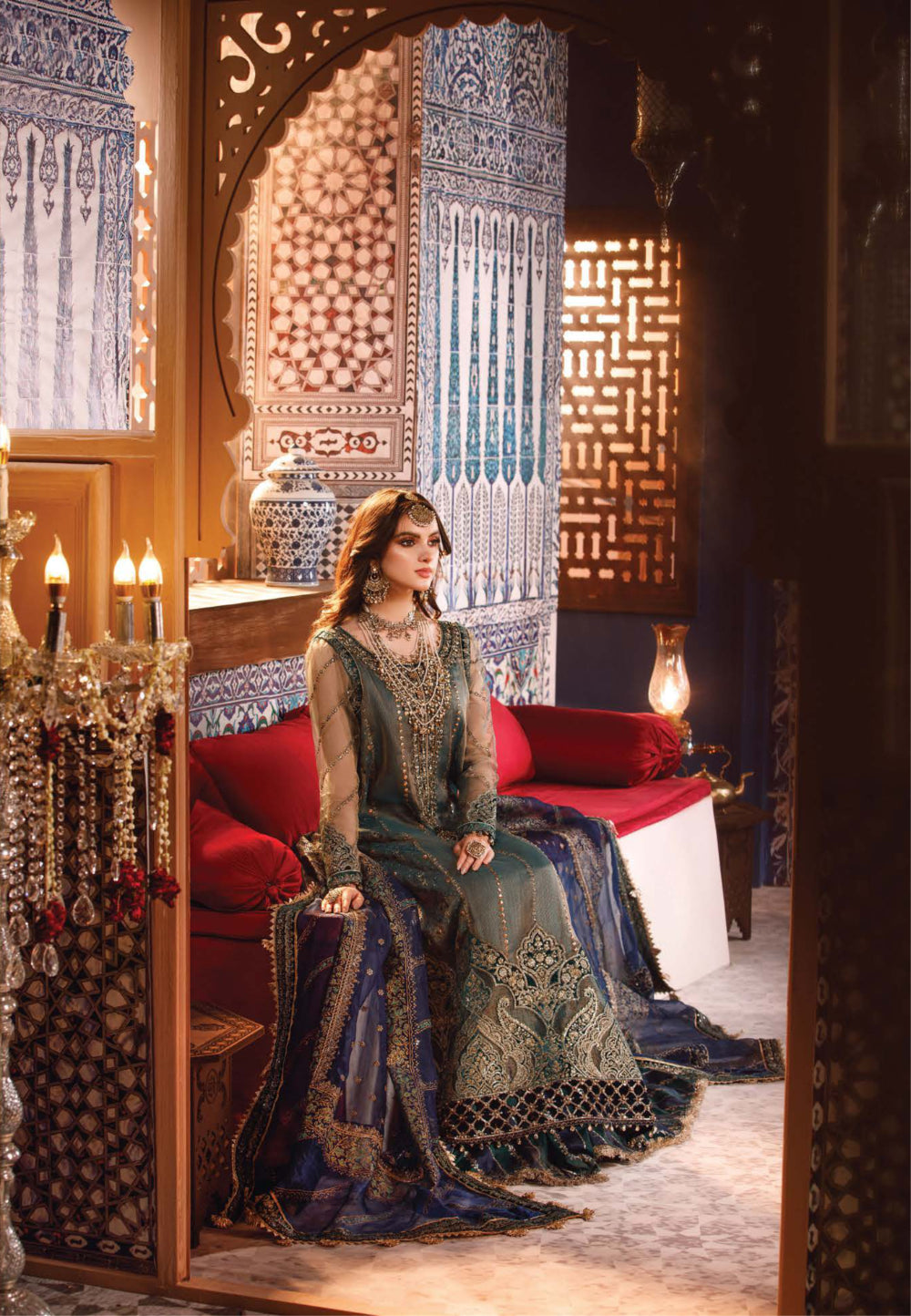 MARIA.B Embroidered Fabrics Wedding Collection Green Dress