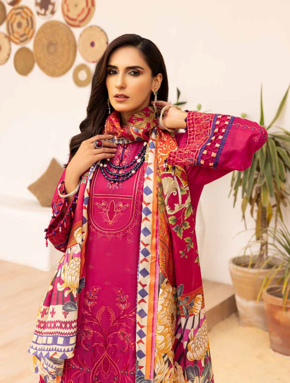 Adan's Libas Muzayyan Unstitched Lawn Collection 2023 – Pink Suit Set