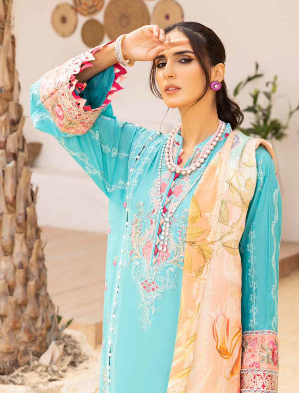 Adan's Libas Muzayyan Unstitched Lawn Collection 2023 – Blue Suit Set