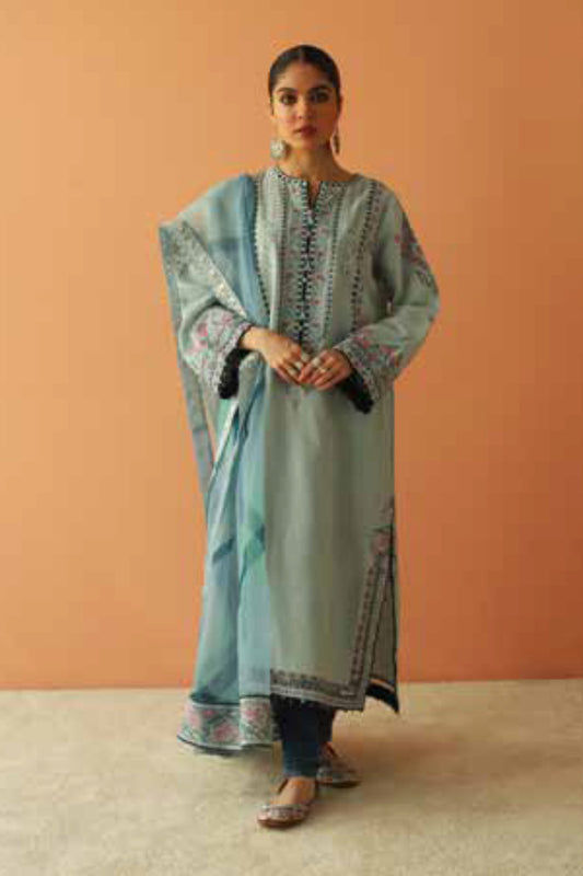 Zara Shahjahan S/S Luxury Lawn 23 Collection - Turquoise Green Suit Set