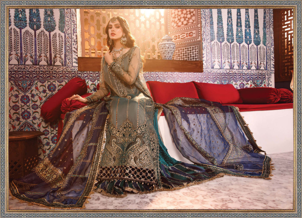 MARIA.B Embroidered Fabrics Wedding Collection Green Dress