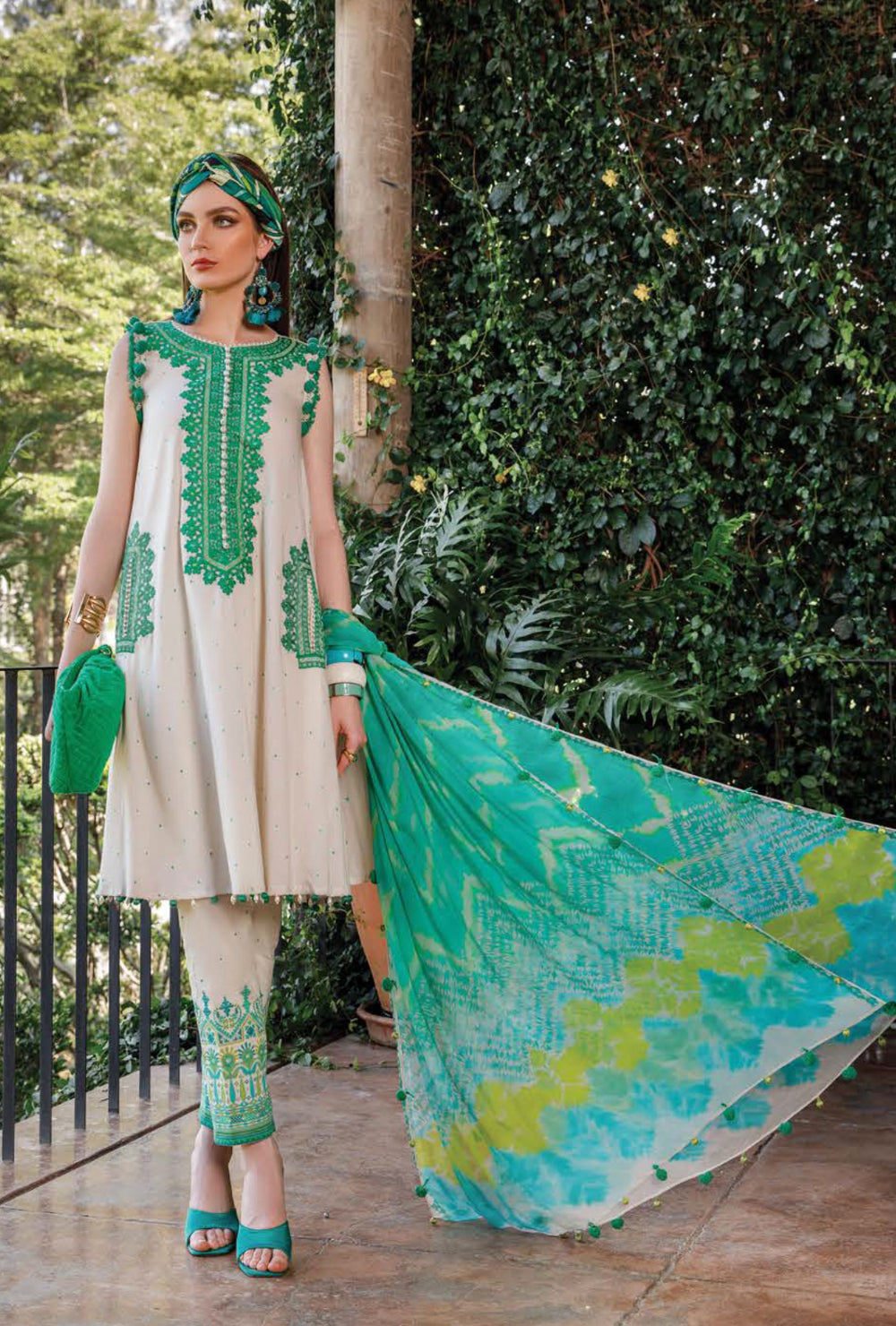 Maria.B M.Prints Spring Summer Collection – 6B - White & Green