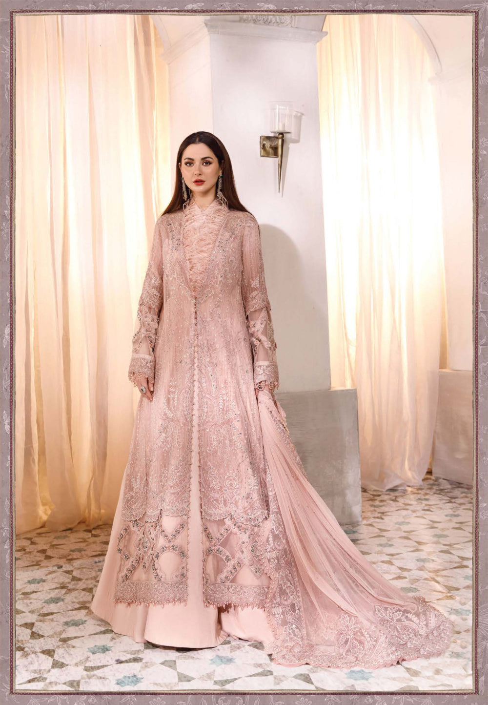 MARIA.B Embroidered Fabrics Wedding Collection Pink Dress