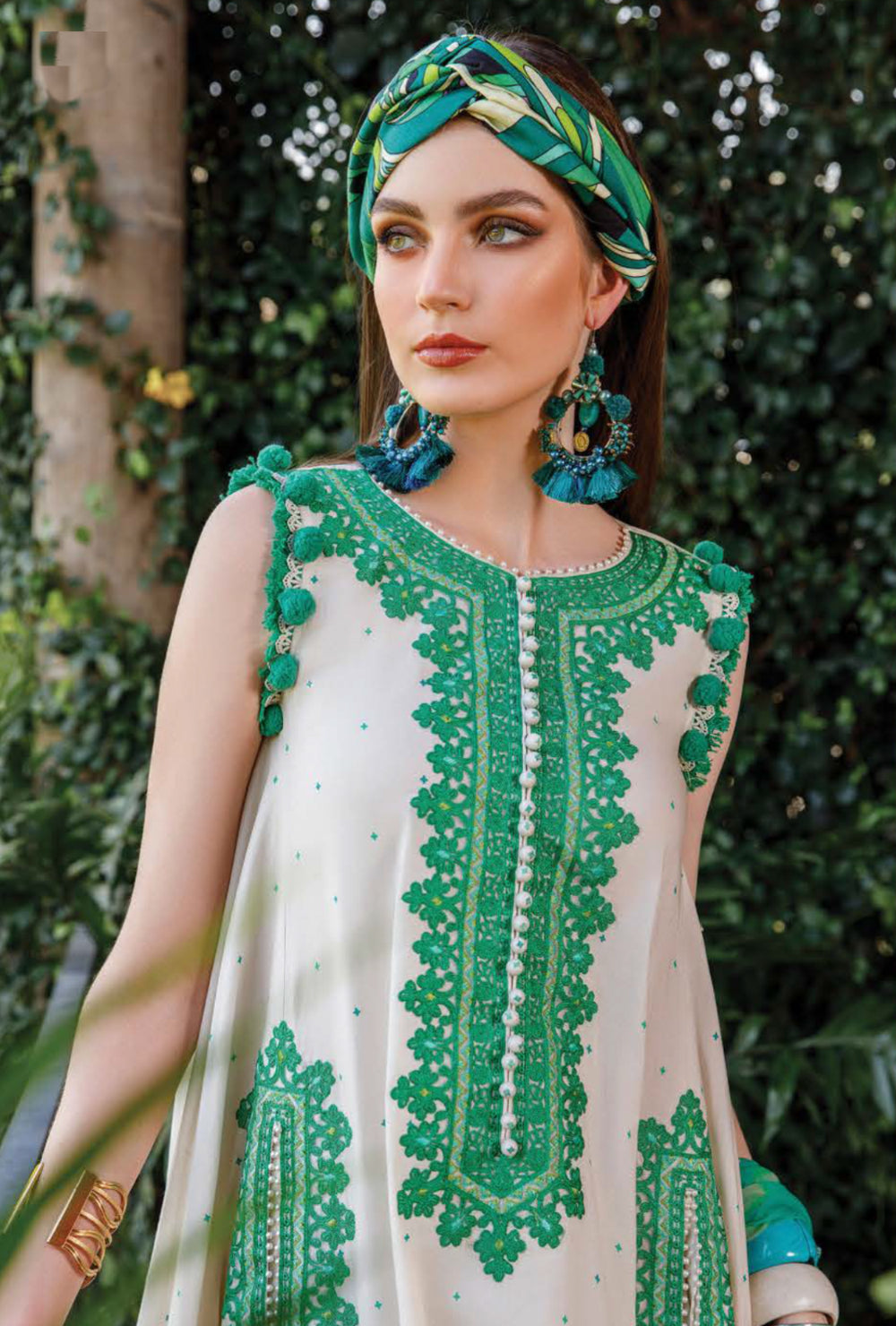 Maria.B M.Prints Spring Summer Collection – 6B - White & Green