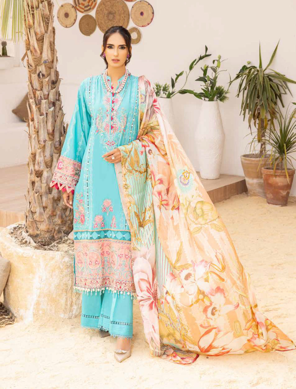 Adan's Libas Muzayyan Unstitched Lawn Collection 2023 – Blue Suit Set
