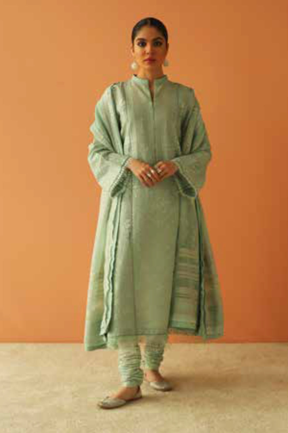 Zara Shahjahan S/S Luxury Lawn 23 Collection - Pista Green Suit Set