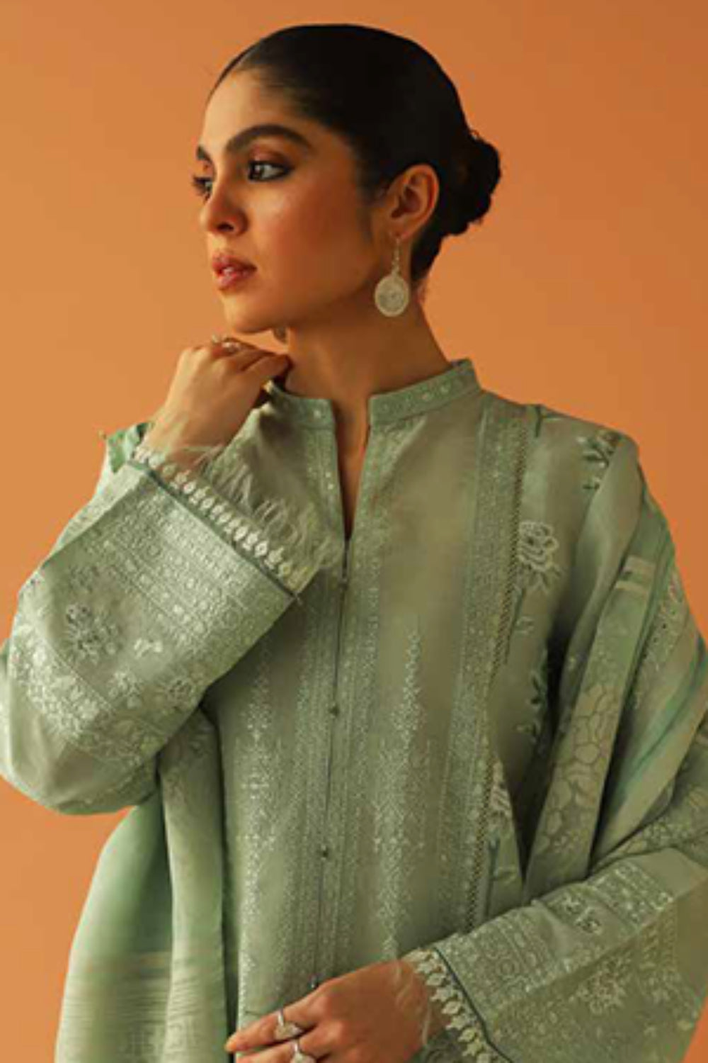 Zara Shahjahan S/S Luxury Lawn 23 Collection - Pista Green Suit Set