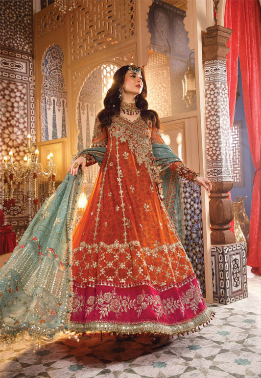 MARIA.B Embroidered Fabrics Wedding Collection Orange Dress