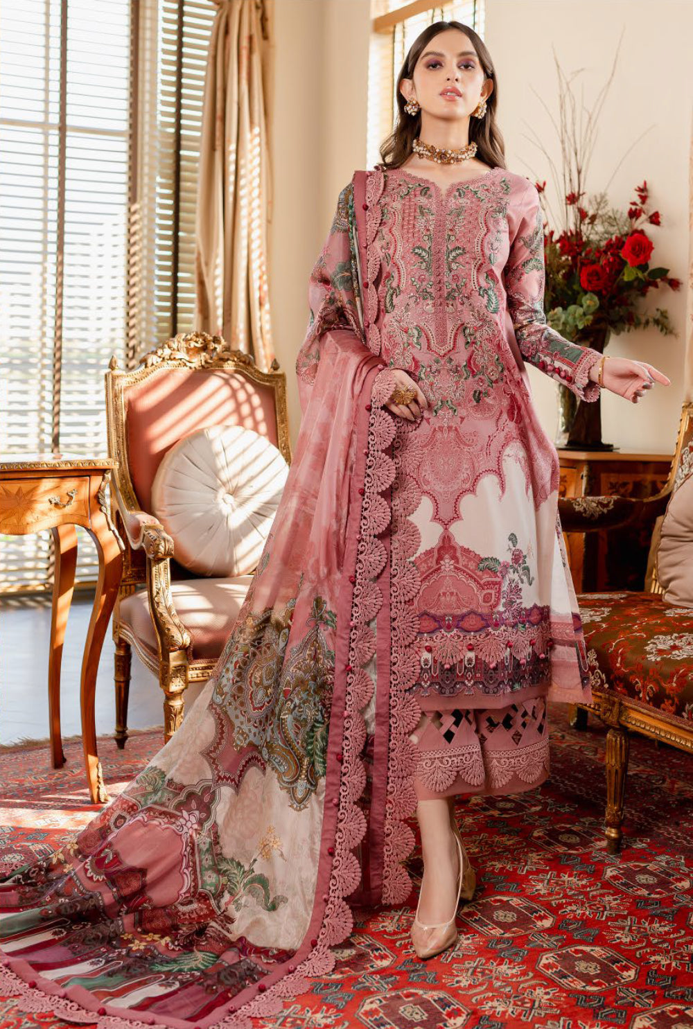 Jade By Queen's Court Pink Embroidered Lawn Collection Suit Set