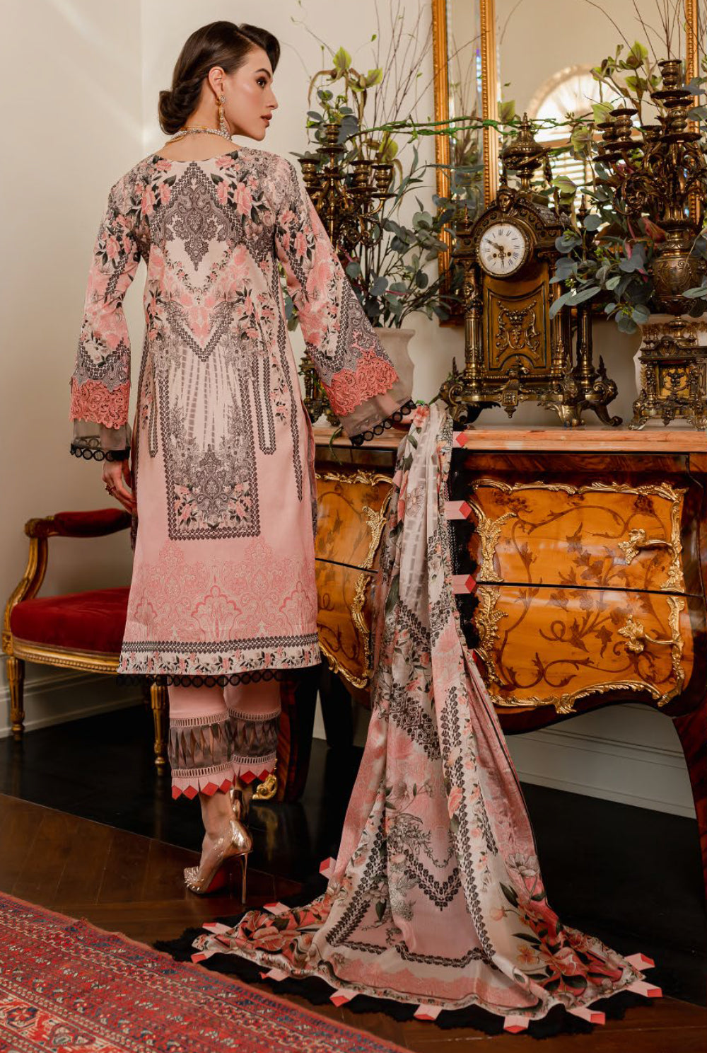 Jade By Queen's Court Embroidered Lawn Collection - Pink Suit Set