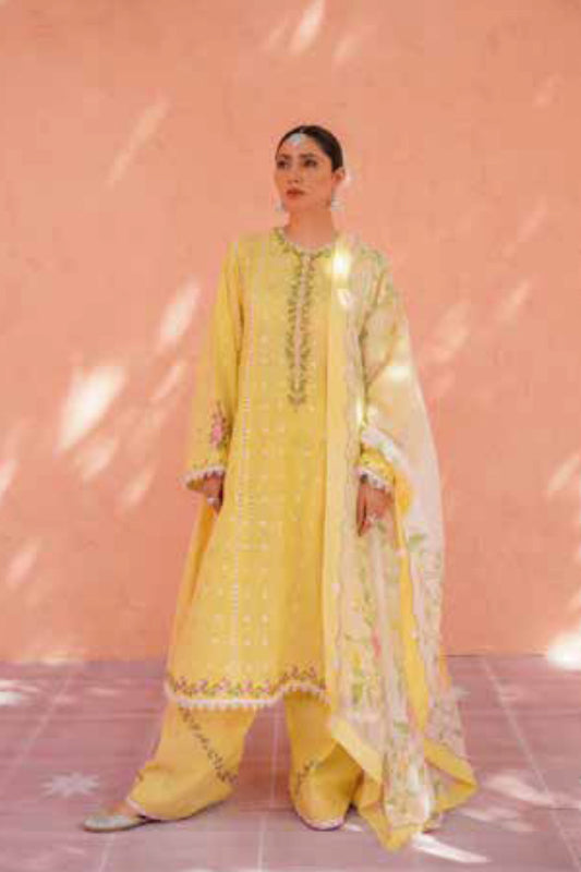 Zara Shahjahan S/S Luxury Lawn 23 Collection - Yellow Suit Set