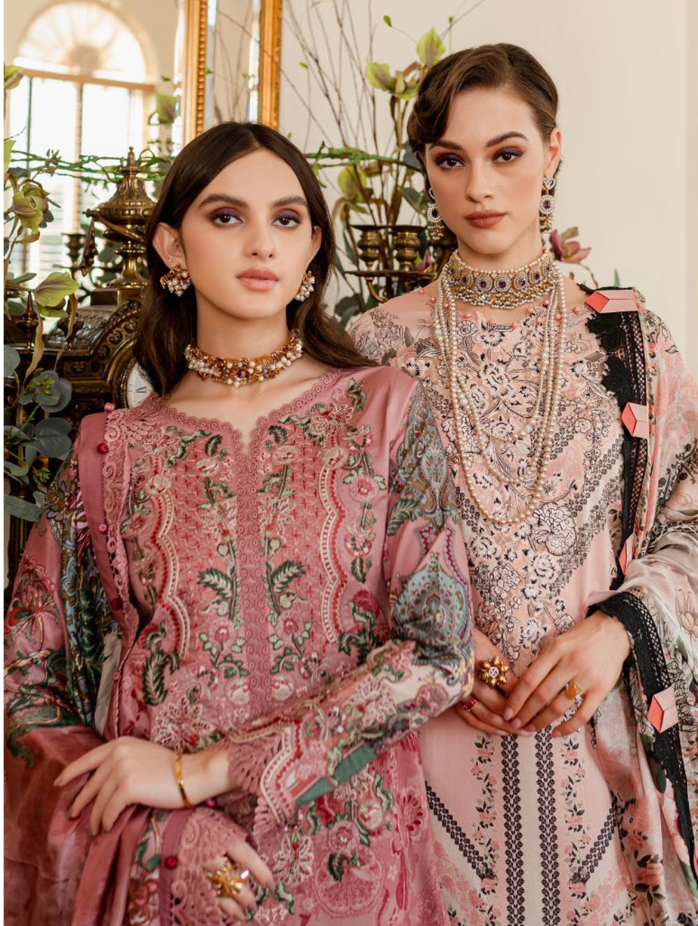 Jade By Queen's Court Embroidered Lawn Collection - Pink Suit Set