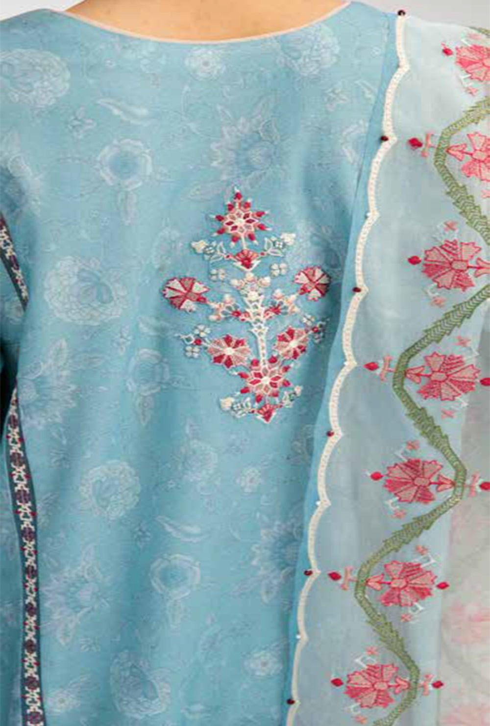 Coco By Zara Shahjahan Unstitched Lawn Summer Collection 6B – Turquoise Blue