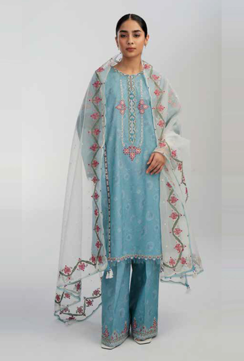 Coco By Zara Shahjahan Unstitched Lawn Summer Collection 6B – Turquoise Blue