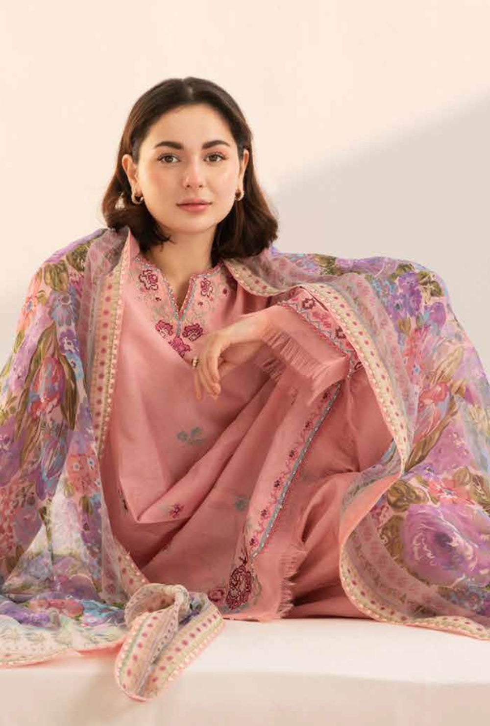 Coco By Zara Shahjahan Unstitched Lawn Summer Collection 2A – Peach