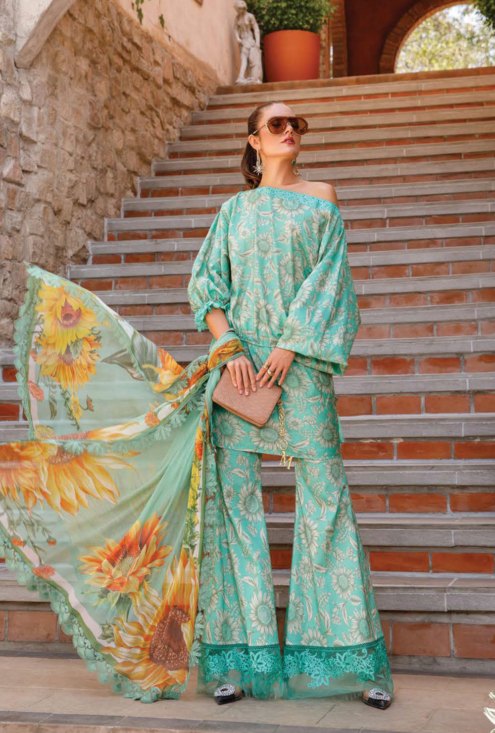 Maria.B M.Prints Spring Summer Floral Collection – 9A - Turquoise Blue