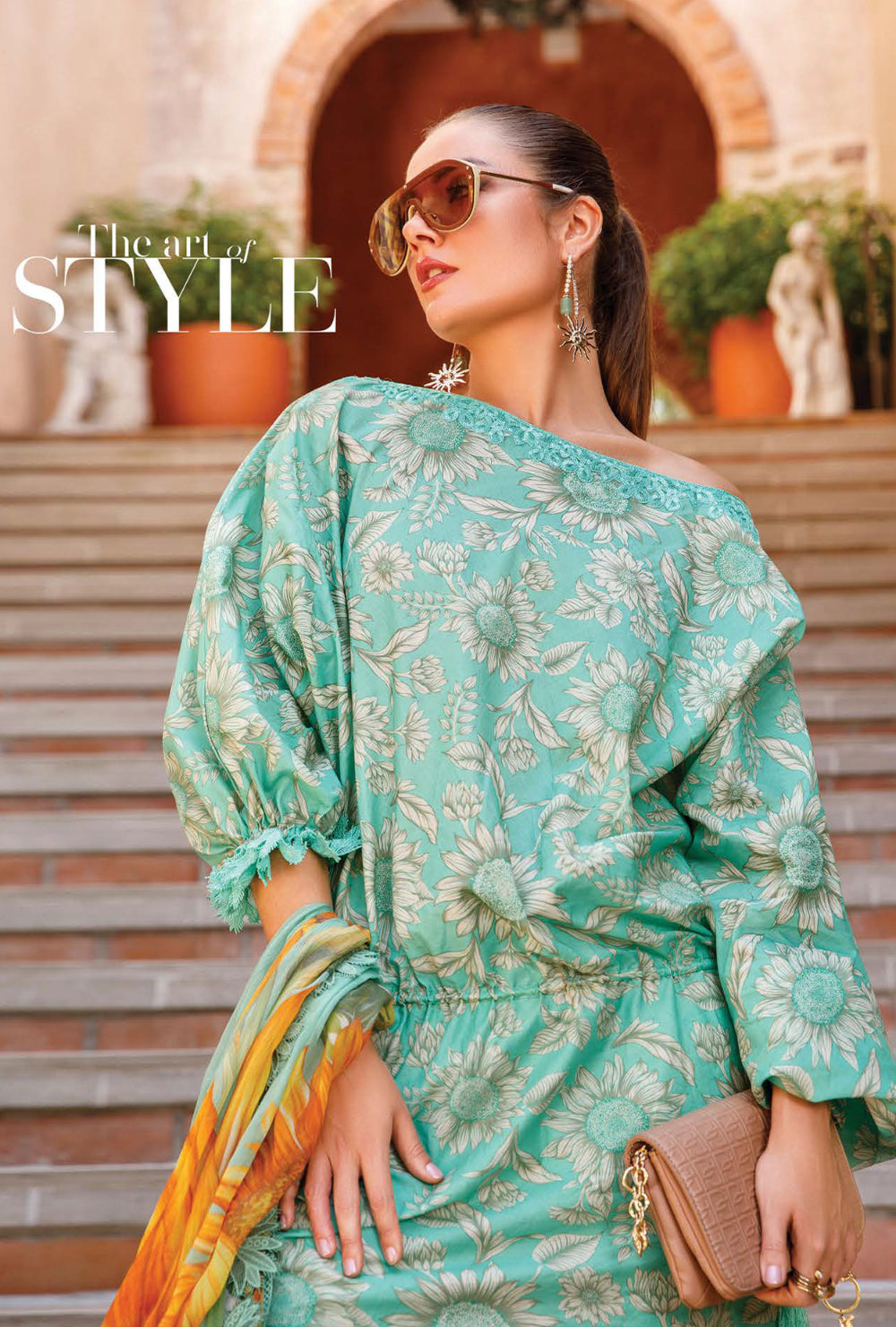 Maria.B M.Prints Spring Summer Floral Collection – 9A - Turquoise Blue