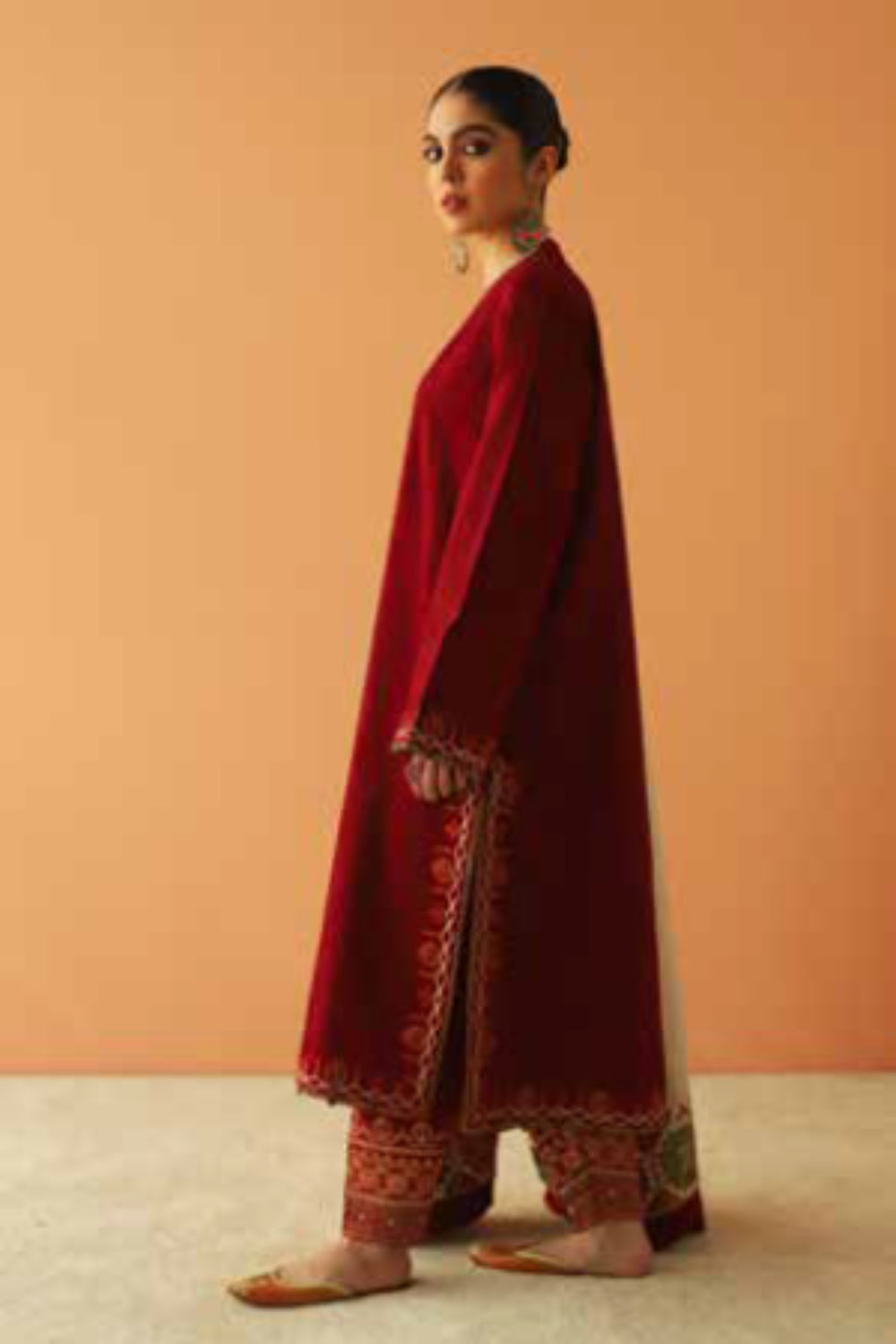 Zara Shahjahan S/S Luxury Lawn 23 Collection - Maroon Suit Set