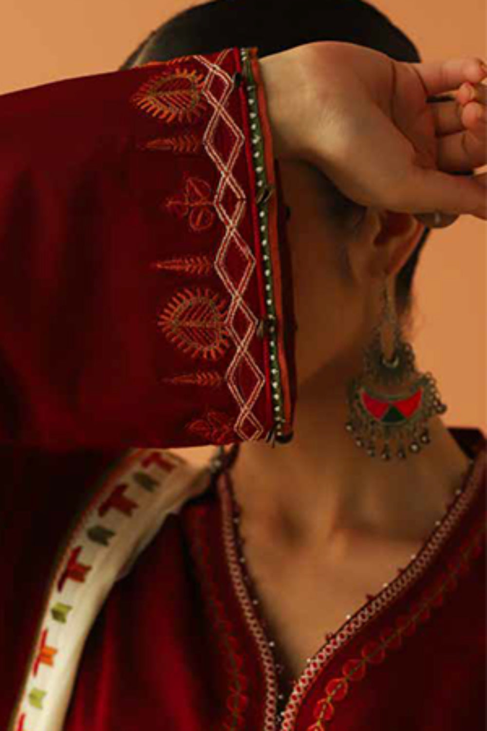 Zara Shahjahan S/S Luxury Lawn 23 Collection - Maroon Suit Set