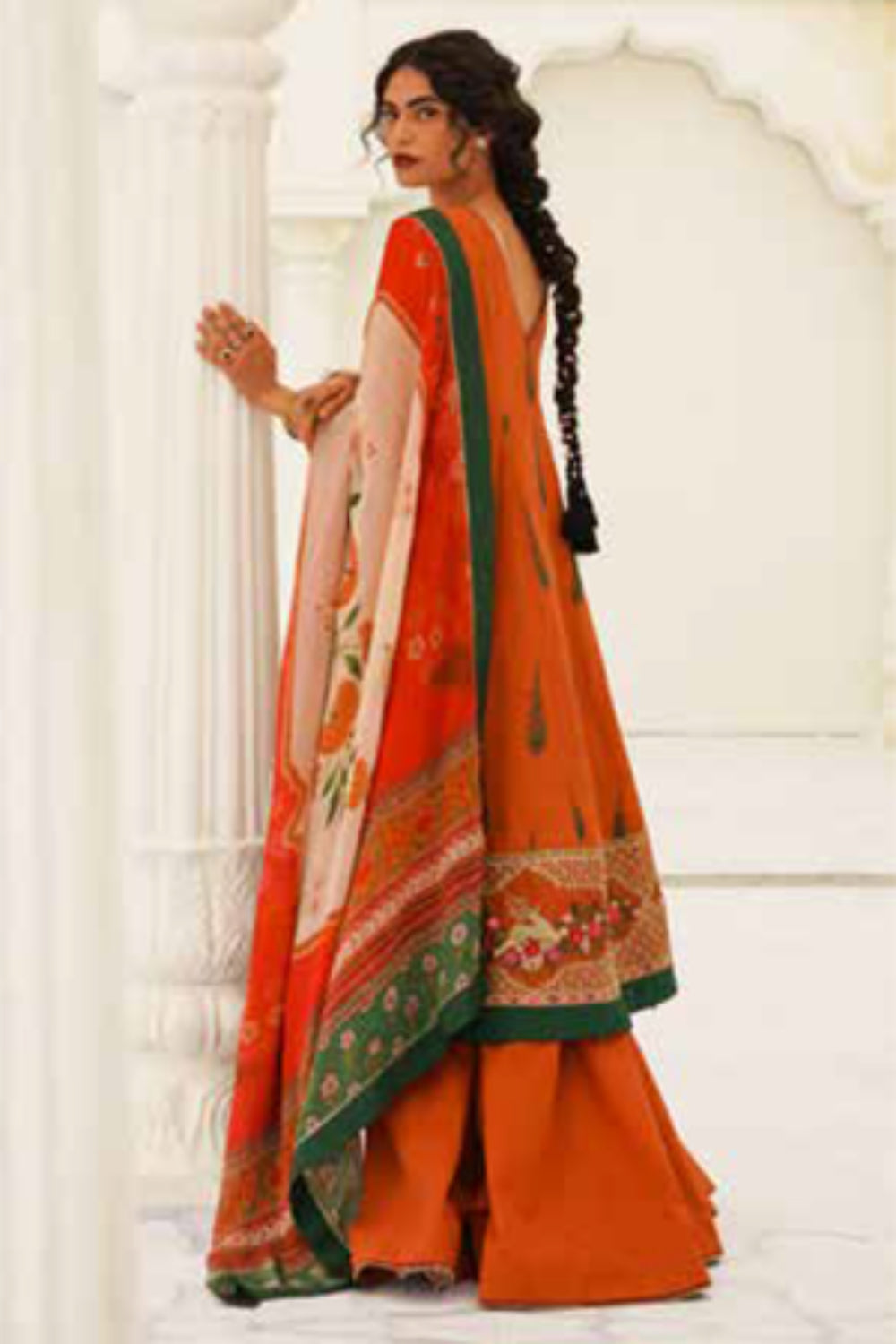 Zara Shahjahan S/S Luxury Lawn 23 Collection - Orange Sharara Set