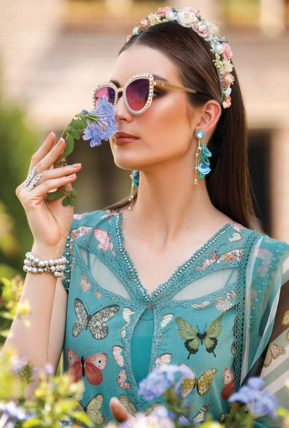 Maria.B M.Prints Spring Summer Floral Collection – 1A - Turquoise Blue