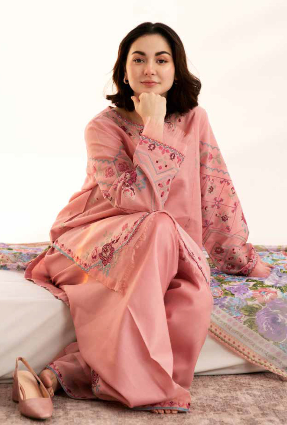 Coco By Zara Shahjahan Unstitched Lawn Summer Collection 2A – Peach