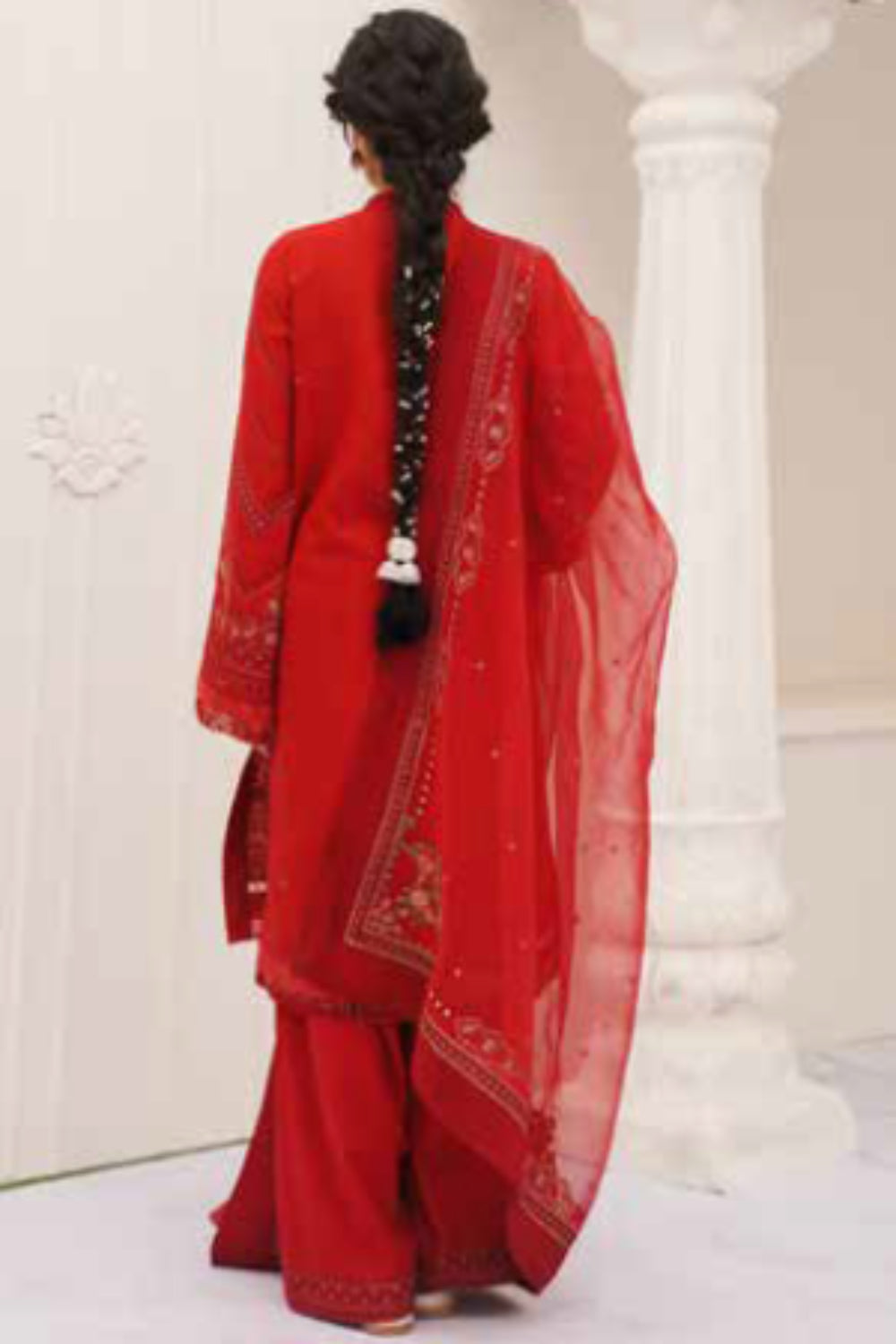 Zara Shahjahan S/S Lawn 23 Collection - Red Sharara Set