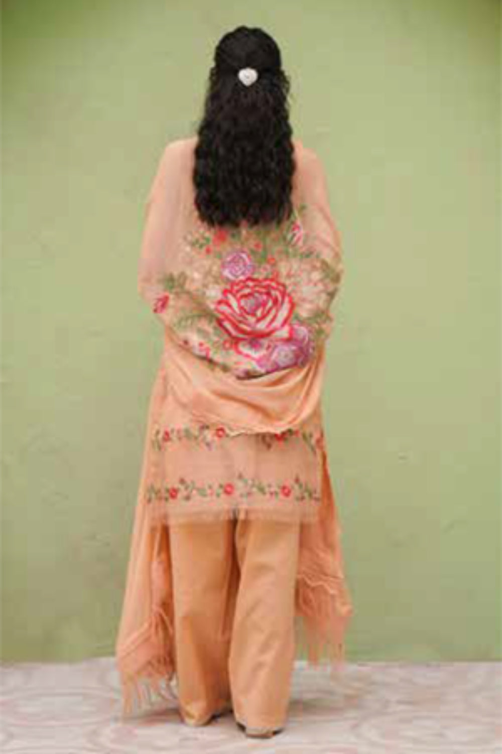 Zara Shahjahan S/S Lawn 23 Collection - Peach Floral Sharara Set