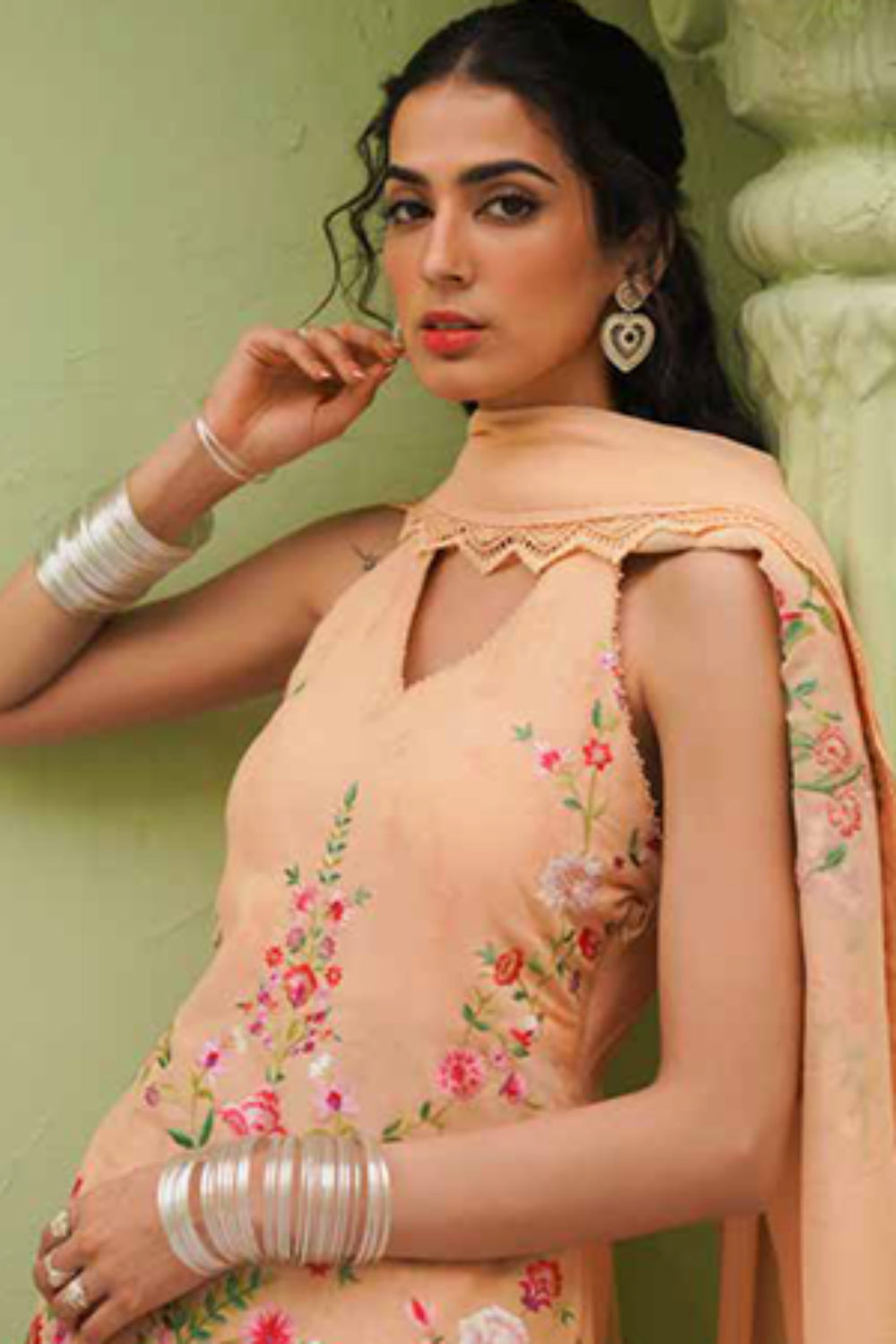 Zara Shahjahan S/S Lawn 23 Collection - Peach Floral Sharara Set