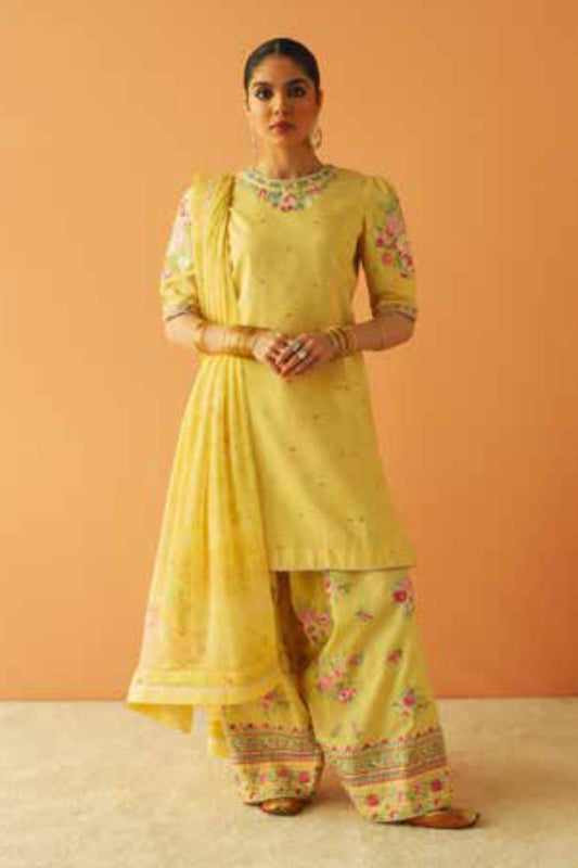 Zara Shahjahan S/S Luxury Lawn 23 Collection - Yellow Sharara Set