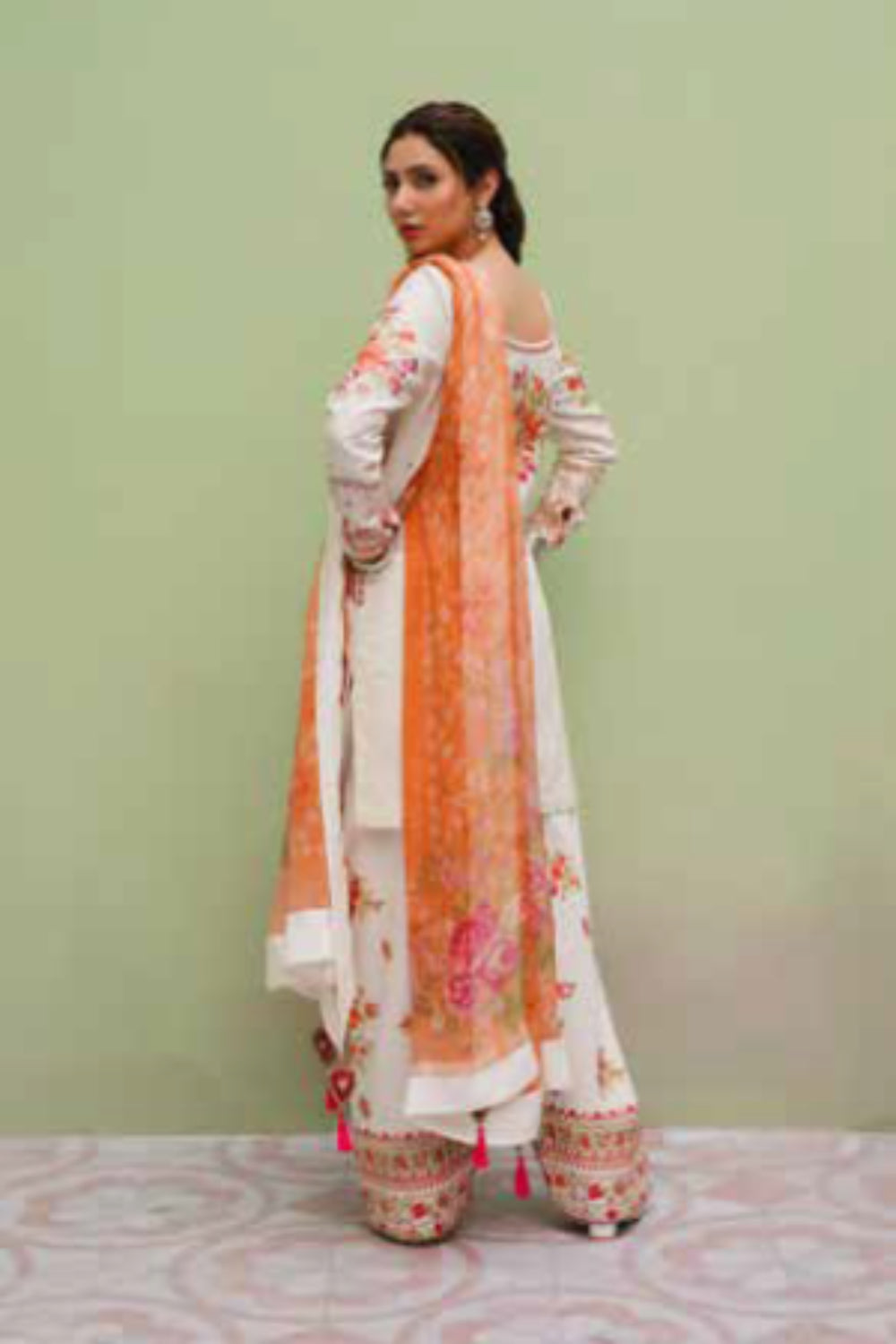 Zara Shahjahan S/S Lawn 23 Collection - White Floral Sharara Set