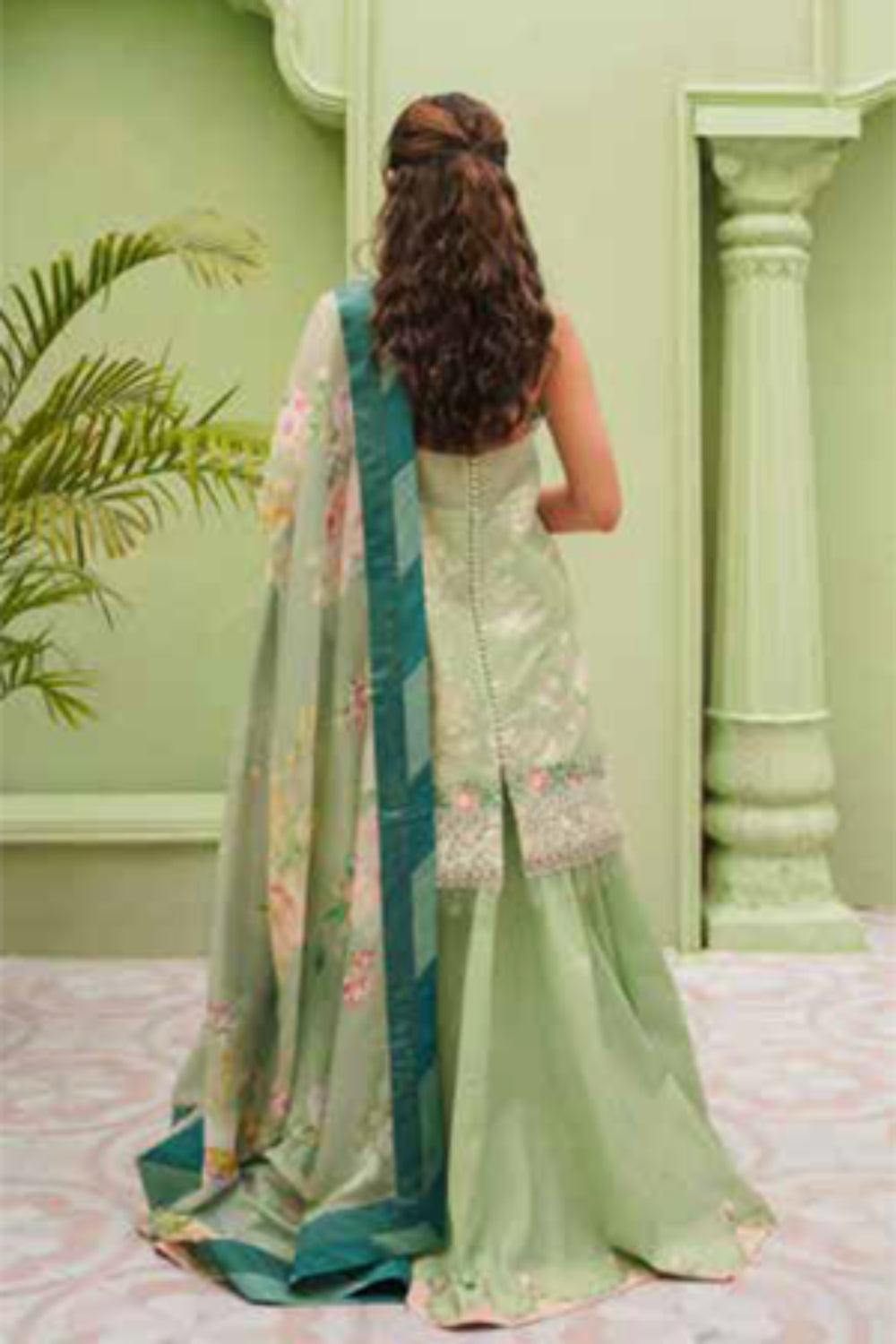 Zara Shahjahan S/S Luxury Lawn 23 Collection - Pista Green Sharara Set