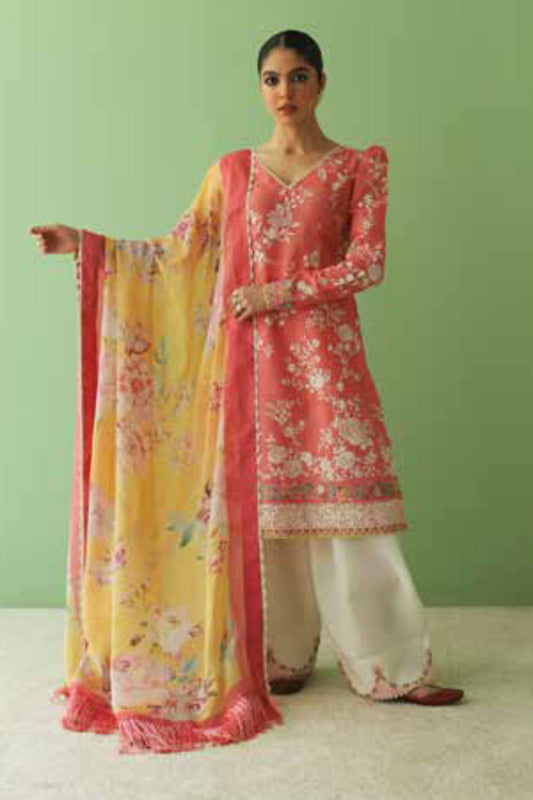 Zara Shahjahan S/S Luxury Lawn 23 Collection - Pink Sharara Set