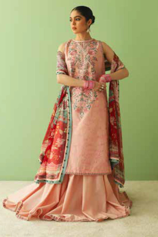 Zara Shahjahan S/S Luxury Lawn 23 Collection - Peach Sharara Set