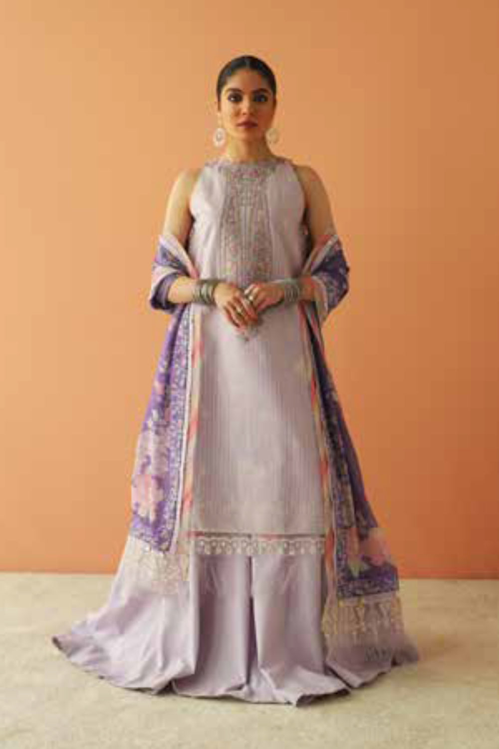 Zara Shahjahan S/S Luxury Lawn 23 Collection - Lilac Sharara Set
