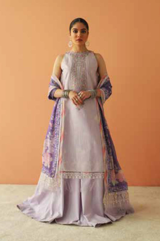 Zara Shahjahan S/S Luxury Lawn 23 Collection - Lilac Sharara Set